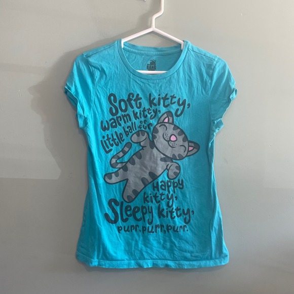 The Big Bang Theory Womens Soft Sleepy Kitty Cat Tee Casual T-Shirt Blue Medium - Picture 1 of 5